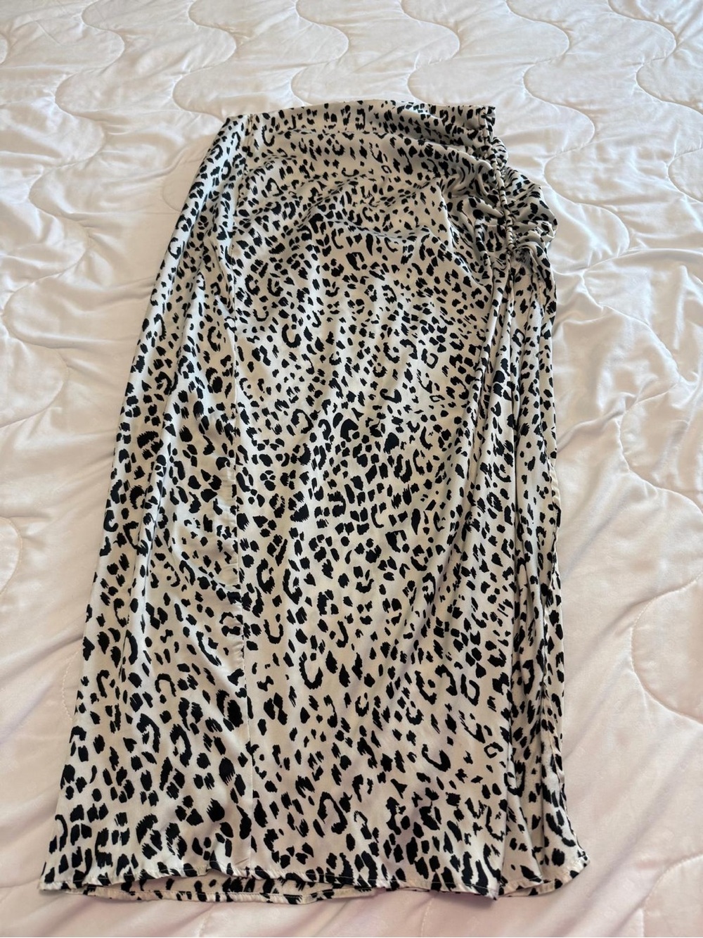 Zara Black on Cream Leopard Print Maxi Skirt